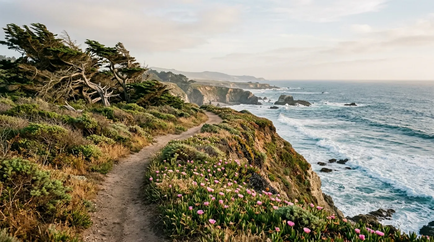 The coastal bluff path above the Pacific