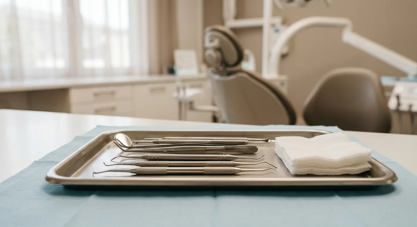 A sterile instrument tray laid out