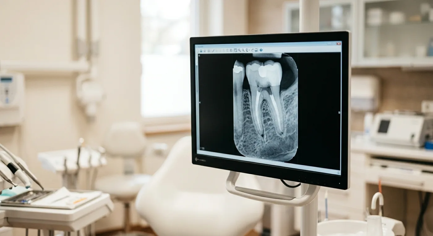 A treated root canal on the chairside x-ray