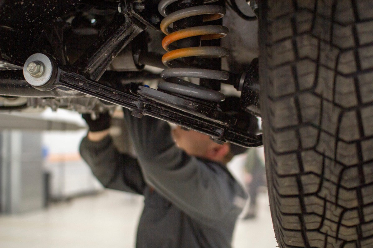 Coil springs and control arms, up on the lift