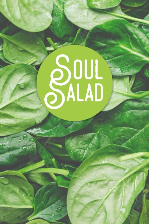 fresh greens with the Soul Salad logo