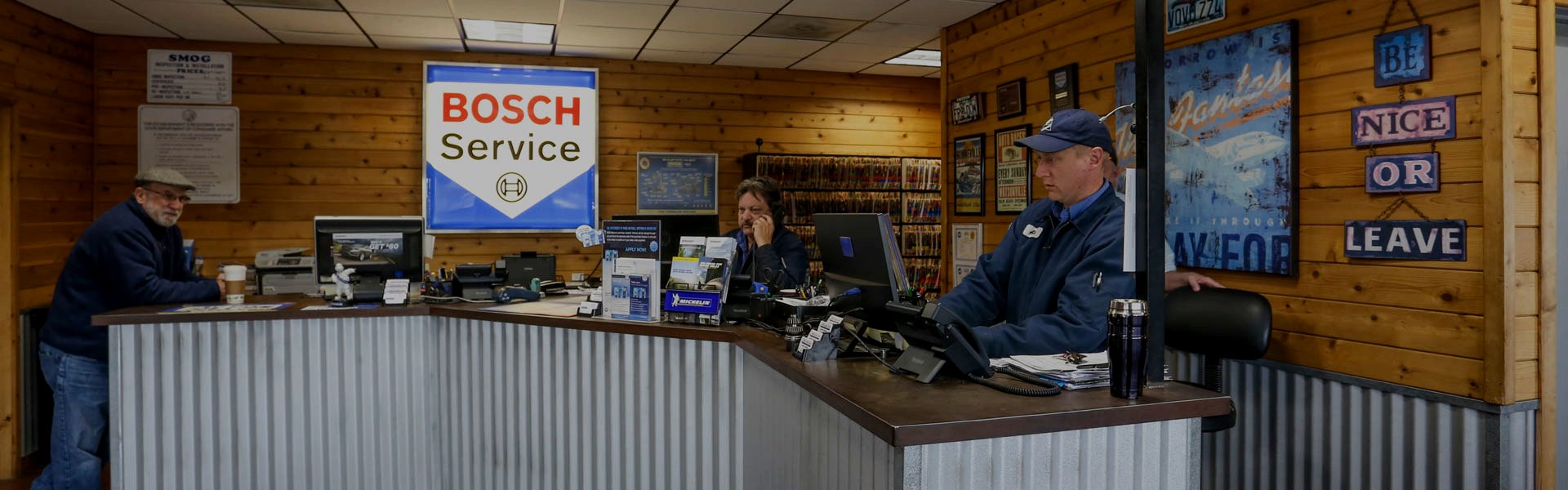The front desk — service advisors on deck