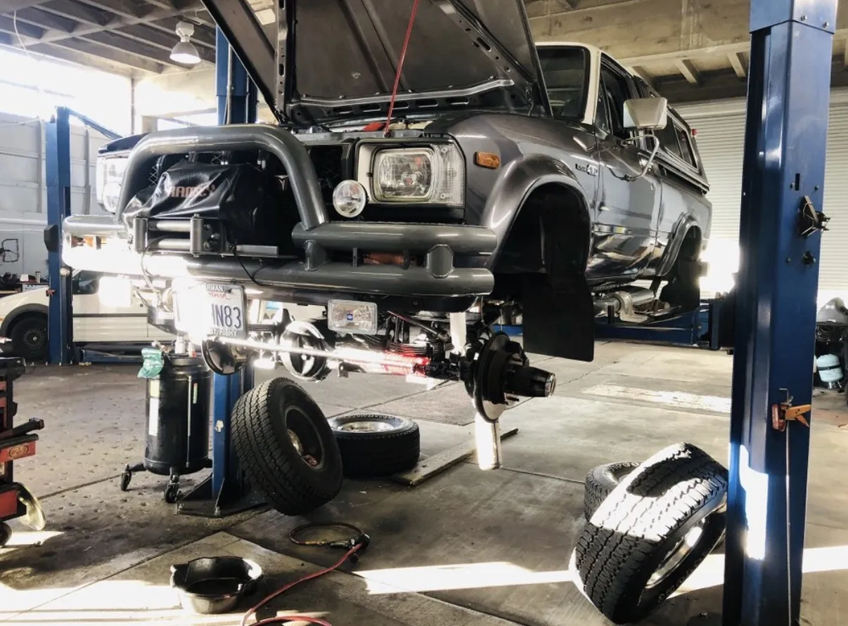 A classic up on the two-post lift